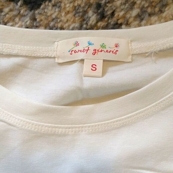 Shoulder Pad Crew Neck Tee at-shirt Off White size Large - Picture 5 of 5